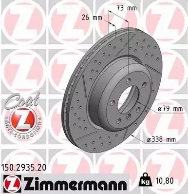 ZIMMERMANN TARCZE HAMULCOWE PRZÓD 150.2935.20 