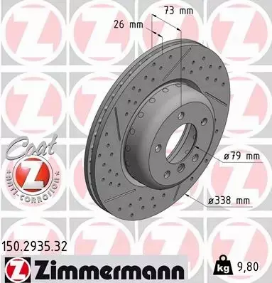 ZIMMERMANN TARCZE HAMULCOWE PRZÓD 150.2935.32 