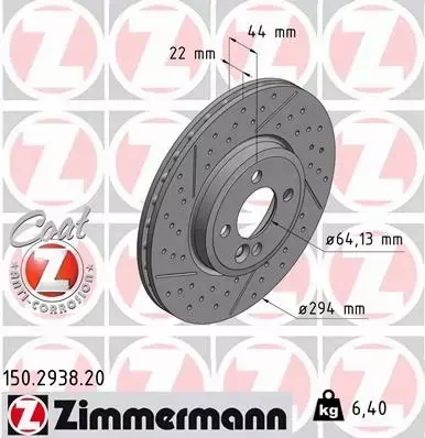 ZIMMERMANN TARCZE HAMULCOWE PRZÓD 150.2938.20 