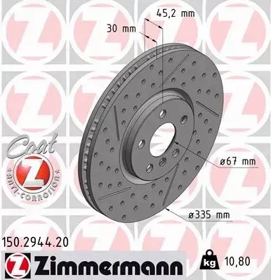 ZIMMERMANN TARCZE HAMULCOWE PRZÓD 150.2944.20 