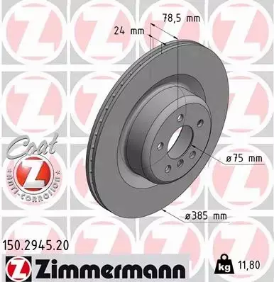 ZIMMERMANN TARCZE HAMULCOWE TYŁ 150.2945.20 