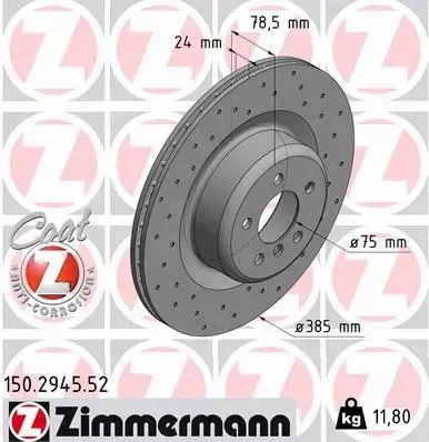 ZIMMERMANN TARCZE HAMULCOWE SPORT TYŁ 150.2945.52 