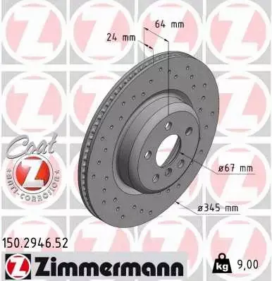 ZIMMERMANN TARCZA HAMULCOWA 150.2946.52 