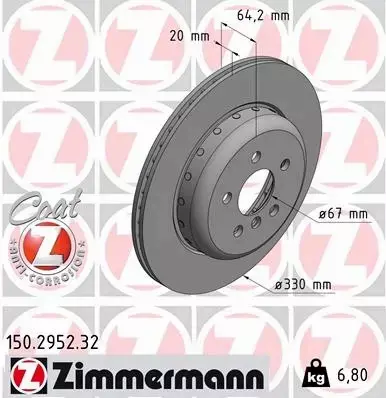 ZIMMERMANN TARCZE HAMULCOWE TYŁ 150.2952.32 