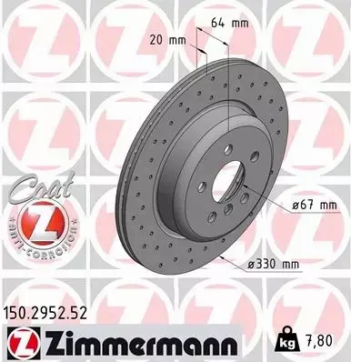 ZIMMERMANN TARCZE HAMULCOWE SPORT TYŁ 150.2952.52 