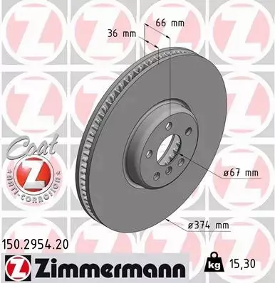 ZIMMERMANN TARCZE HAMULCOWE PRZÓD 150.2954.20 