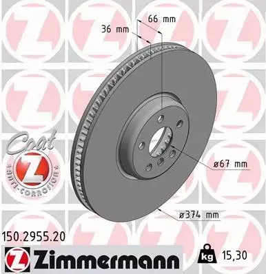 ZIMMERMANN TARCZA HAMULCOWA 150.2955.20 