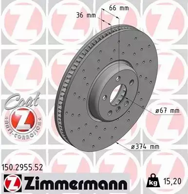 ZIMMERMANN TARCZA HAMULCOWA 150.2955.52 