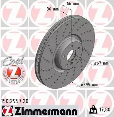 ZIMMERMANN TARCZE HAMULCOWE PRZÓD 150.2957.20 