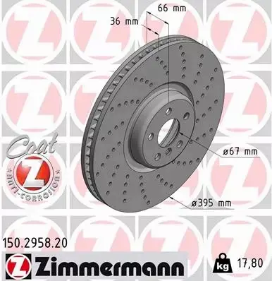 ZIMMERMANN TARCZA HAMULCOWA 150.2958.20 