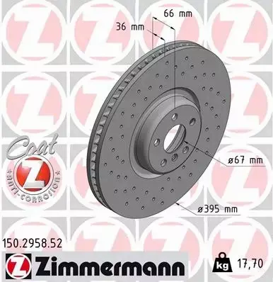 ZIMMERMANN TARCZA HAMULCOWA 150.2958.52 