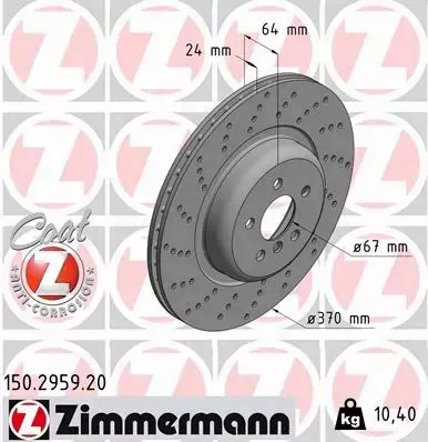 ZIMMERMANN TARCZA HAMULCOWA 150.2959.20 