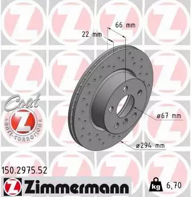 ZIMMERMANN TARCZA HAMULCOWA 150.2975.52 