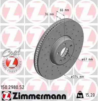 ZIMMERMANN TARCZA HAMULCOWA 150.2980.52 