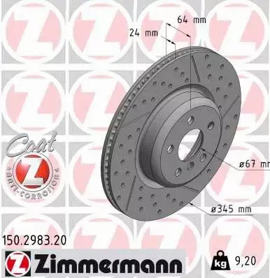 ZIMMERMANN TARCZA HAMULCOWA 150.2983.20 