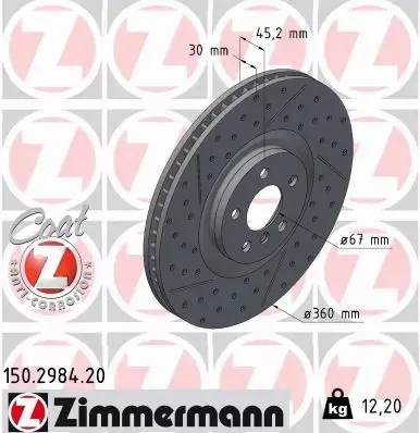 ZIMMERMANN TARCZA HAMULCOWA 150.2984.20 