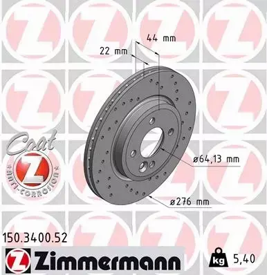 ZIMMERMANN TARCZE HAMULCOWE SPORT PRZÓD 150.3400.52 