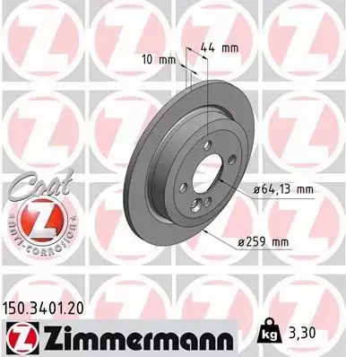 ZIMMERMANN TARCZE+KLOCKI TYŁ MINI R50 R52 259MM 