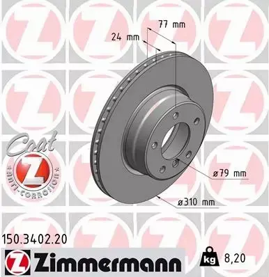 ZIMMERMANN TARCZE+KLOCKI PRZÓD BMW 5 E60 E61 310MM 