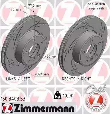 ZIMMERMANN TARCZE HAMULCOWE BLACKZ PRZÓD 150.3403.53 