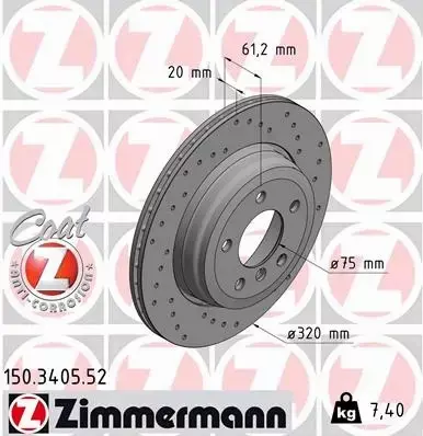 ZIMMERMANN SPORT TARCZE TYŁ BMW 5 E60 E61 320MM 