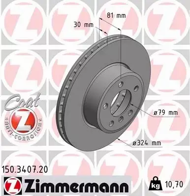 ZIMMERMANN TARCZE+KLOCKI PRZÓD BMW 7 E65 E66 324MM 