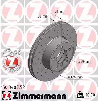 ZIMMERMANN TARCZE HAMULCOWE SPORT PRZÓD 150.3407.52 