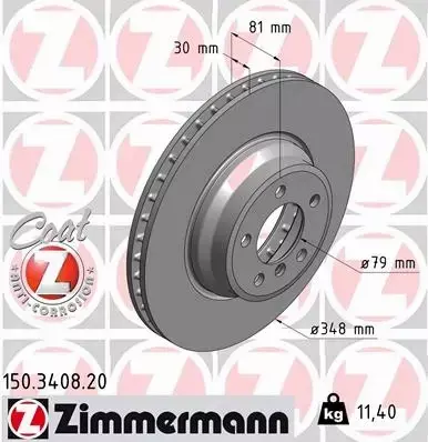 ZIMMERMANN TARCZE HAMULCOWE PRZÓD 150.3408.20 