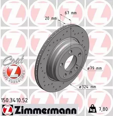 ZIMMERMANN TARCZE HAMULCOWE SPORT TYŁ 150.3410.52 