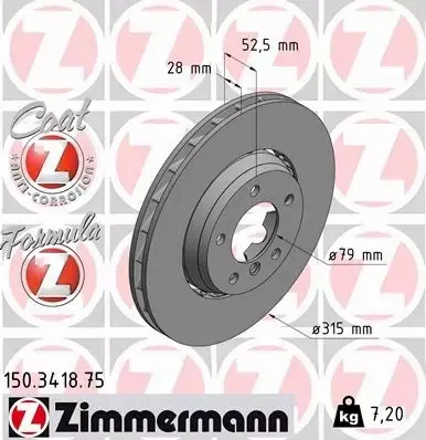 ZIMMERMANN TARCZE HAMULCOWE 150.3418.75 