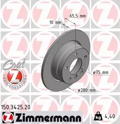 ZIMMERMANN TARCZE TYŁ BMW 1 E81 E87 280MM 