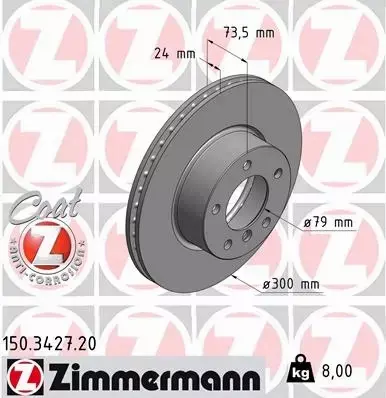 ZIMMERMANN TARCZE HAMULCOWE PRZÓD 150.3427.20 