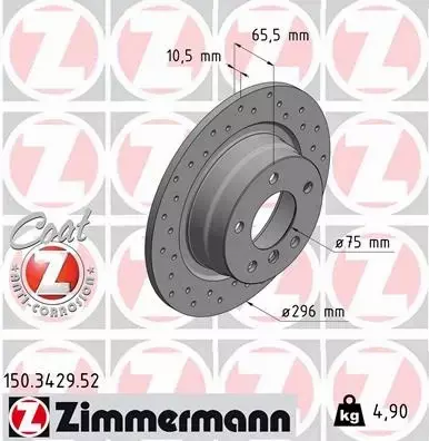 ZIMMERMANN TARCZE HAMULCOWE SPORT TYŁ 150.3429.52 