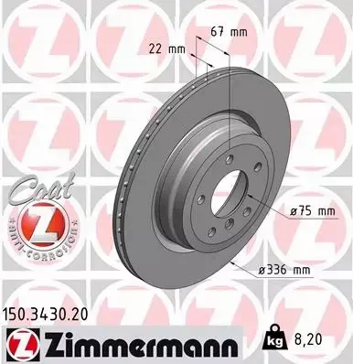 ZIMMERMANN TARCZE+KLOCKI TYŁ BMW 3 E90 E91 336MM 