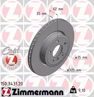 ZIMMERMANN TARCZE+KLOCKI P+T BMW X3 E83 325MM 