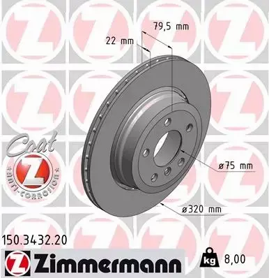 ZIMMERMANN TARCZE+KLOCKI TYŁ BMW X3 E83 320MM 