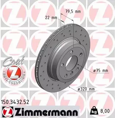 ZIMMERMANN TARCZE HAMULCOWE SPORT TYŁ 150.3432.52 