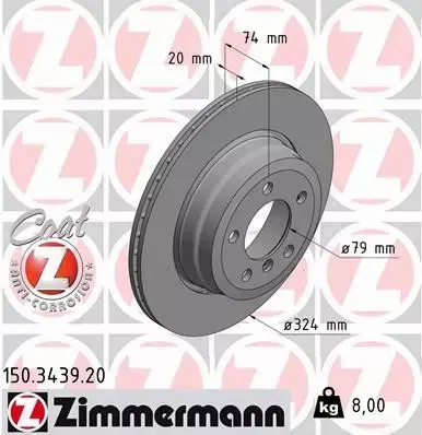 ZIMMERMANN TARCZA HAMULCOWA 150.3439.20 