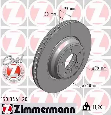 ZIMMERMANN TARCZE HAMULCOWE PRZÓD 150.3441.20 