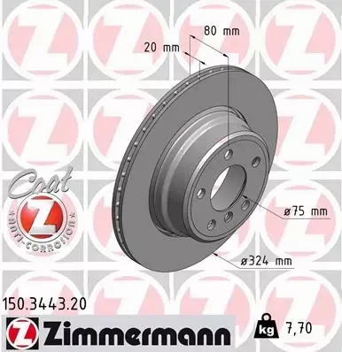 ZIMMERMANN TARCZE+KLOCKI TYŁ BMW X5 E53 324MM 