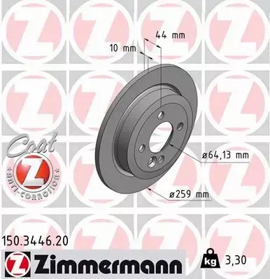 ZIMMERMANN TARCZE HAMULCOWE TYŁ 150.3446.20 