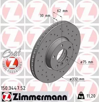 ZIMMERMANN TARCZE HAMULCOWE SPORT PRZÓD 150.3447.52 