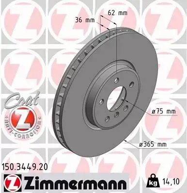 ZIMMERMANN TARCZE PRZÓD BMW X5 E70 365MM 