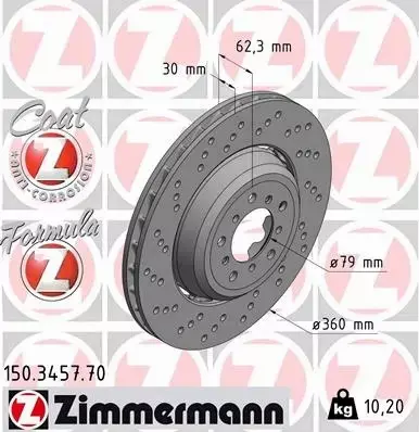 ZIMMERMANN TARCZA HAMULCOWA 150.3457.70 