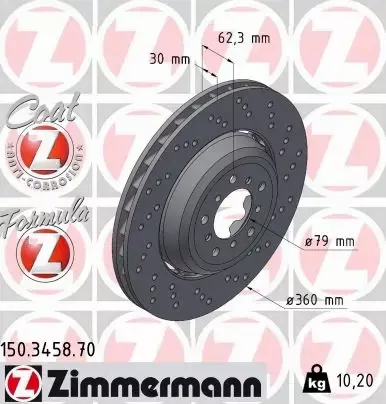 ZIMMERMANN TARCZA HAMULCOWA 150.3458.70 