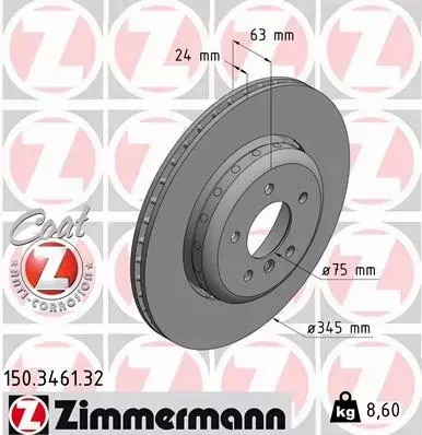 ZIMMERMANN TARCZE HAMULCOWE TYŁ 150.3461.32 