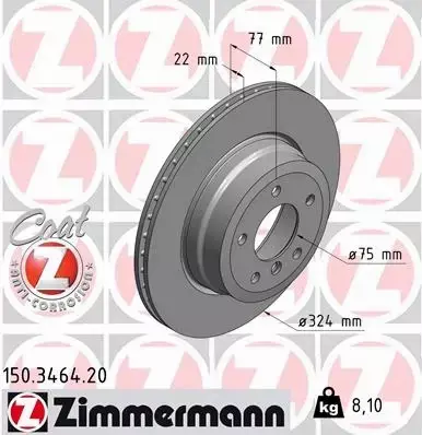 ZIMMERMANN TARCZE HAMULCOWE TYŁ 150.3464.20 