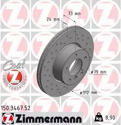 ZIMMERMANN TARCZE HAMULCOWE SPORT PRZÓD 150.3467.52 