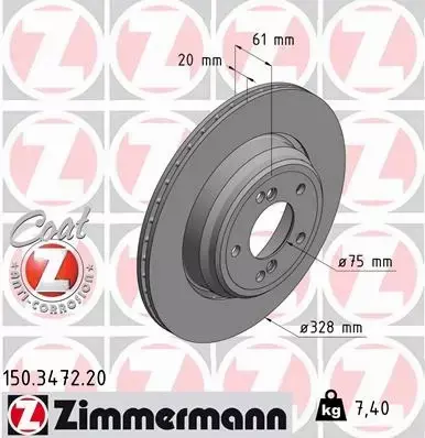 ZIMMERMANN TARCZA HAMULCOWA 150.3472.20 