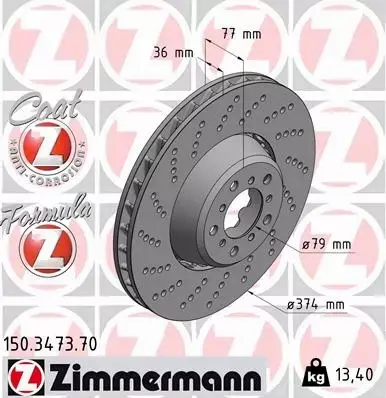 ZIMMERMANN TARCZA HAMULCOWA 150.3473.70 